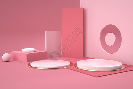 C4D粉色几何电商背景图片