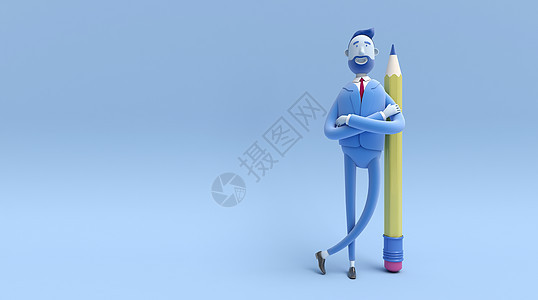 商务小人3D插画背景图片