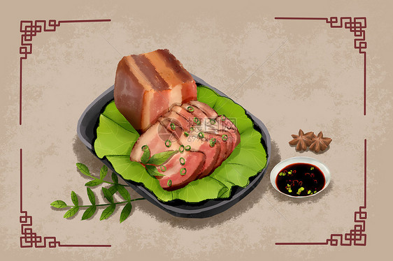 冬季美食腊肉插画图片