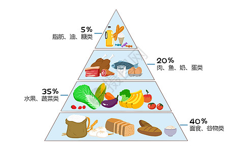 干面条健康饮食金字塔插画