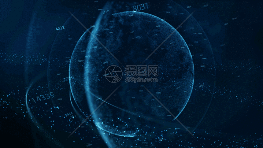 科技数据粒子球体背景GIF图片