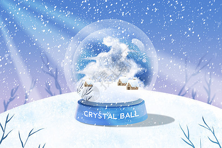 水晶球里的冬天背景图片