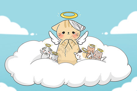 愿天堂没有伤害动物保护猫咪插画图片