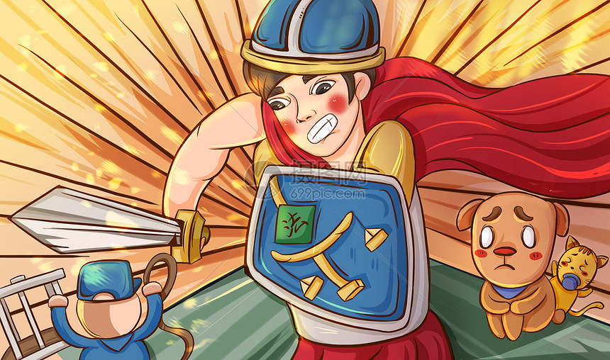 手绘风保护动物战士挺身而出禁止虐杀插画