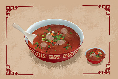 麻辣羊肉汤冬天美食插画图片