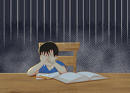 书桌上抑郁的儿童背景图片