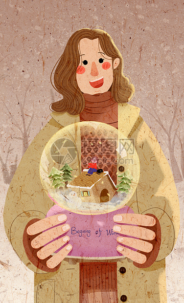 立冬手捧水晶球插画