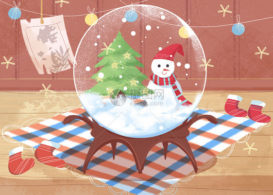圣诞节桌子上的水晶球图片