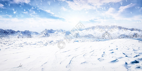拉萨雪山冬季雪景设计图片