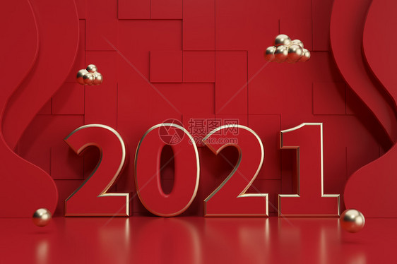 红色喜庆2021图片