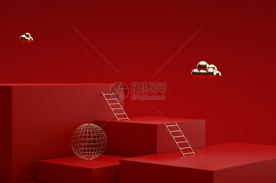 红色几何电商背景图片