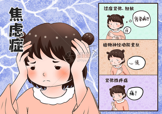 焦虑症心理健康卫生插画图片