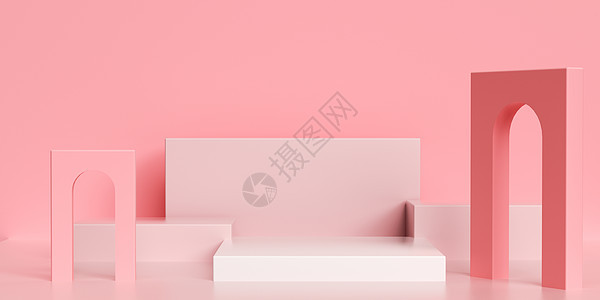 C4D粉色通用展台图片