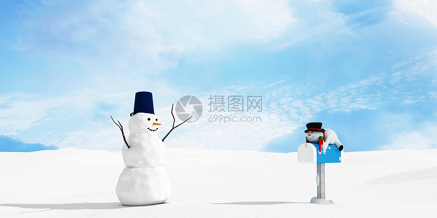 3D雪人场景图片