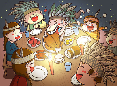 感恩节火鸡大餐插画背景图片