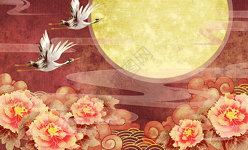 中国风牡丹刺绣背景图片