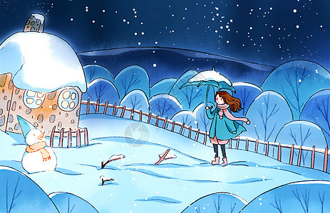 大雪中的童话世界背景图片
