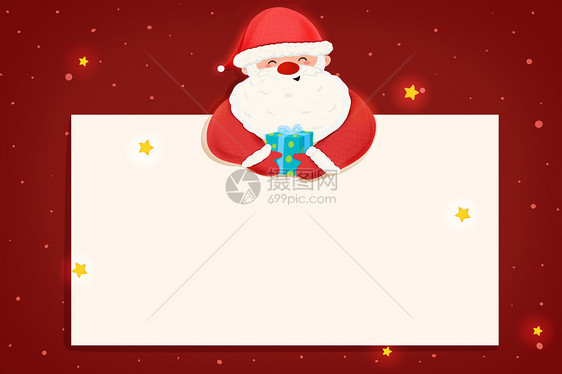 圣诞老人贺卡留言框插画图片