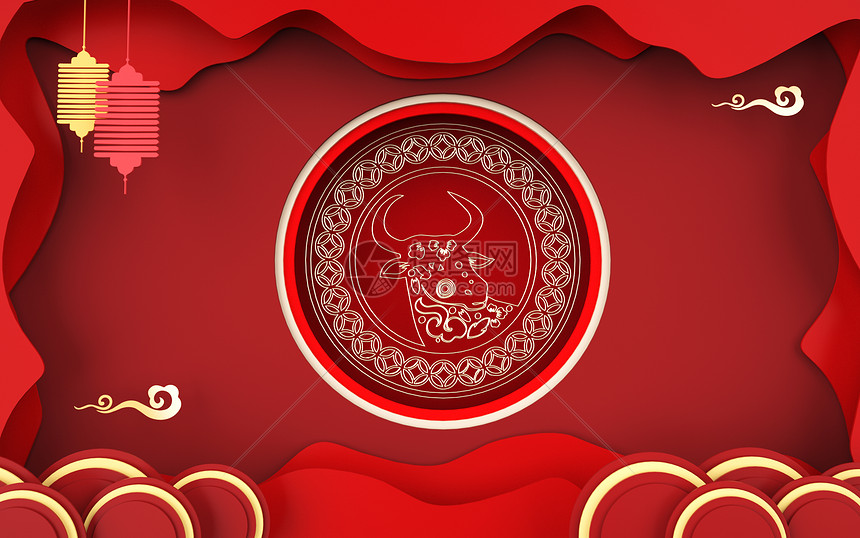 牛年春节新年背景图片素材 正版创意图片 摄图网 牛年春节新年背景图片素材 正版创意图片 摄图网