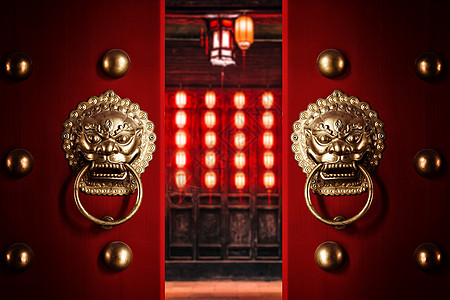 狮子门中式传统新年设计图片