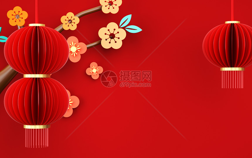 喜庆3d新年背景图片素材 正版创意图片 摄图网