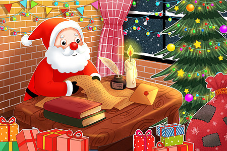 读信的圣诞老人图片