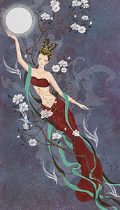 中国风山岩彩敦煌插画插画