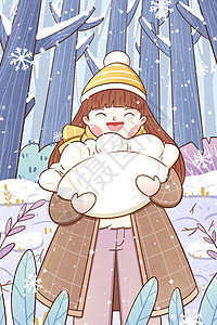 冬至女孩抱着饺子插画高清图片