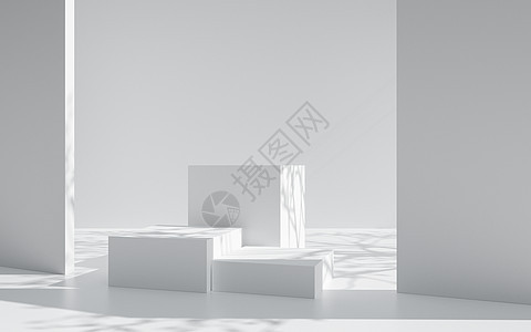 白色几何立体电商场景背景背景图片