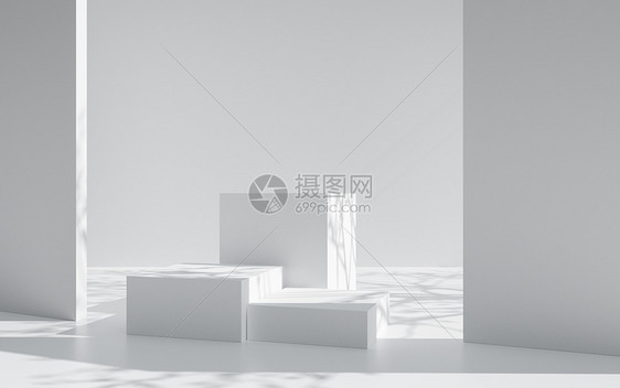白色几何立体电商场景背景图片