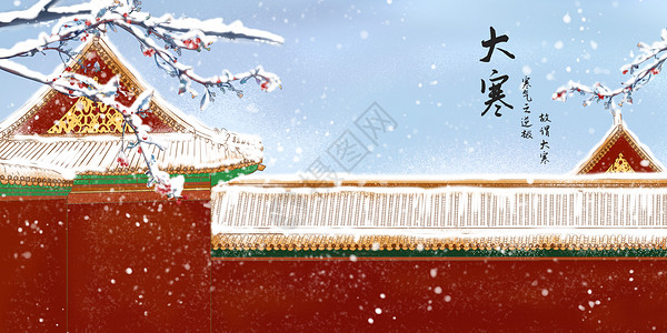 大雪纷飞大寒插画