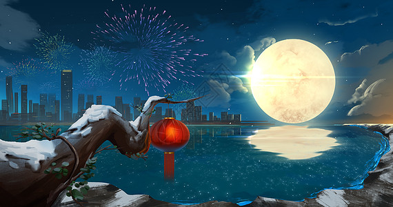 春节城市夜景背景图片