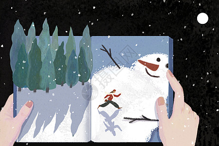 冬天跑步的人冬天下雪主题插画插画