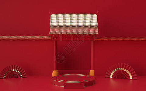 红色喜庆年货节电商场景图片