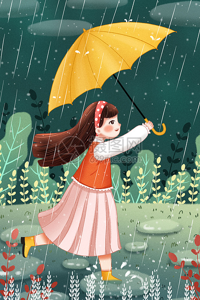 雨中奔跑的女孩