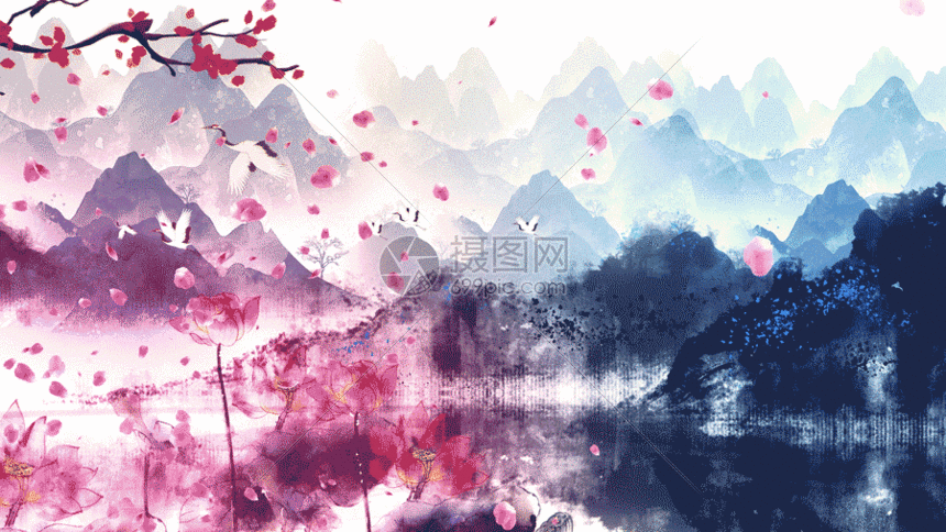 中国风水墨舞台背景素材gif动图图片 正版gif素材 摄图网