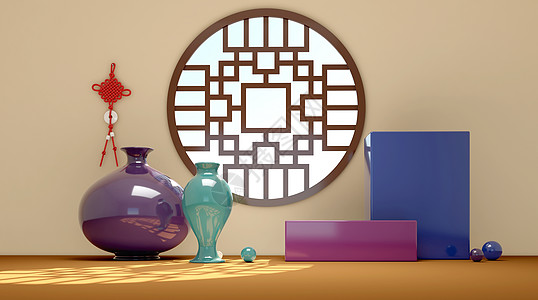 中式窗子中国风古风场景设计图片