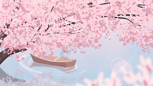 春分樱花风景插画图片