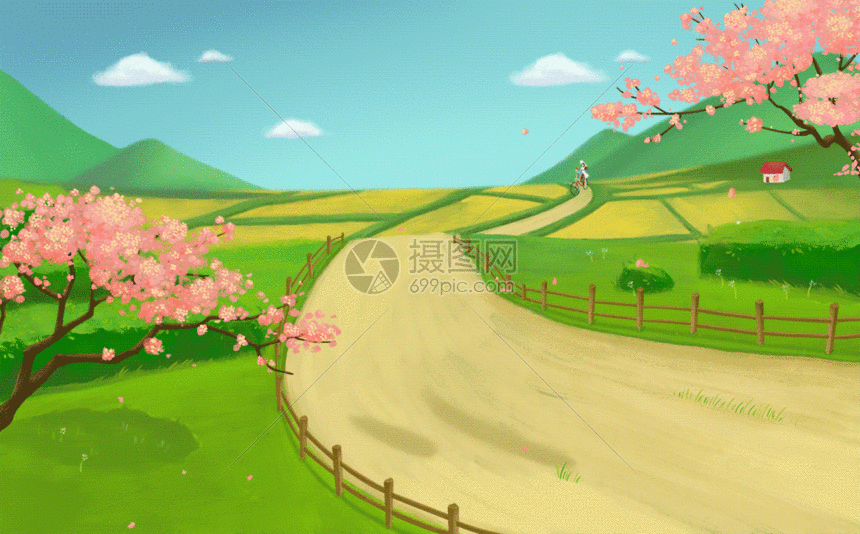 春天踏青郊游看樱花gif动图图片-正版gif素材401902427-摄图网