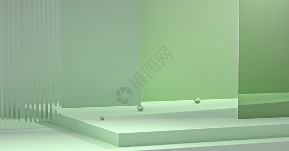 3D绿色几何展台图片