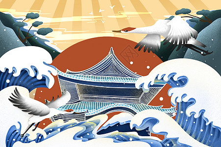 中式浮世绘国潮插画图片