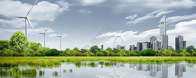 新能源城市城市风车高清图片