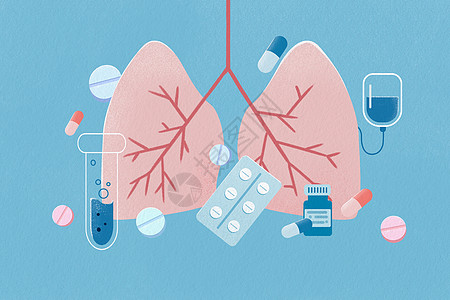 身体器官肺部扁平风医疗插画图片