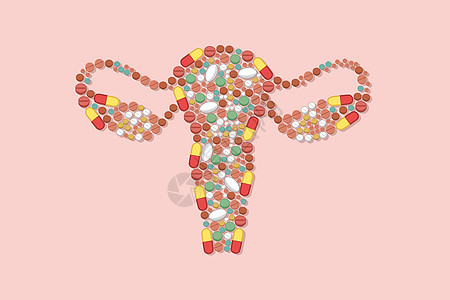 疾病场景子宫卵巢和药物医疗插画插画