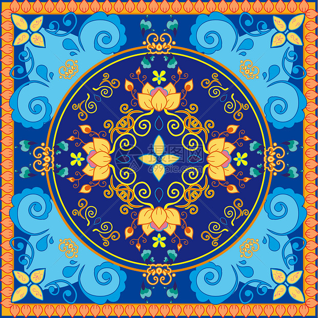 敦煌蓝色藻井纹样