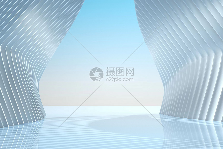 3D几何建筑空间场景图片