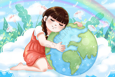 拥抱地球的女孩背景图片