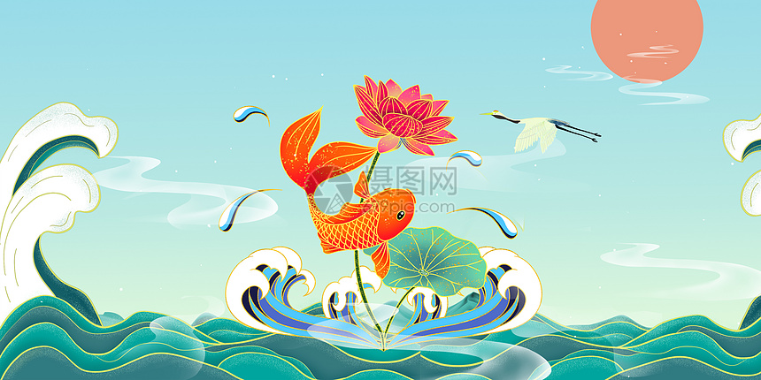 国潮锦鲤海报图片
