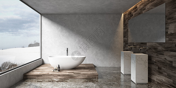 现代浴室3D卫浴场景设计图片