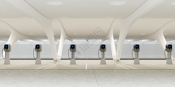 3D新能源停车场场景设计图片